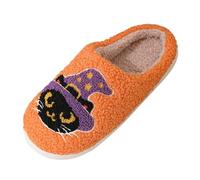 Family Halloween pooky stface Slippers Warm Soft Sole pider Slippers Adult Halloween rty Cosplay Fun Comfortable Thick Soles Soft Soles Warm Couples Men Women Slipper (Orange, 8)