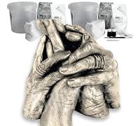 Family Hand Casting Kit 3D Cast Sculpture Gift, Large 15-Piece Set, 2kg Alginate, 2kg Stone Plaster, Paint, Metallic Wax Finishing Kit, 2 Clear Containers, Easy Instructions by BabyRice Made in UK