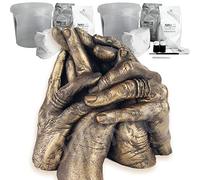 Family Hand Casting Kit 3D Cast Sculpture Gift, Large 15-Piece Set, 2kg Alginate, 2kg Stone Plaster, Paint, Metallic Wax Finishing Kit, 2 Clear Containers, Easy Instructions by BabyRice Made in UK