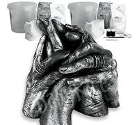 Family Hand Casting Kit 3D Cast Sculpture Gift, Large 15-Piece Set, 2kg Alginate, 2kg Stone Plaster, Paint, Metallic Wax Finishing Kit, 2 Clear Containers, Easy Instructions by BabyRice Made in UK