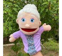 Family Hand Puppets Set - Plush role-play toys for kids featuring grandparents, parents Soft puppets perfect for storytelling, role-playing, and preschool education (Grandmother)