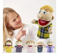 Family Hand Puppets Set - Plush role-play toys for kids featuring grandparents, parents Soft puppets perfect for storytelling, role-playing, and preschool education (Son)