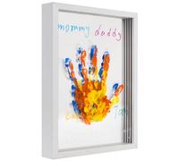 Family Handprint Frame Kit for 4,New Parents Gifts for Couples After Birth 3 Months+,Baby Shower Gifts for Mom and Dad,Mothers Fathers Day Craft Wood,Christmas Birthday Gift,12 Paint Colors (White)