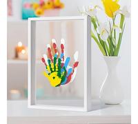 Family Handprint Kit - DIY Handmade Keepsake Wooden Frame - Family Gifts - Gift for New and Expecting Parents, Includes 5 Non-Toxic Paint Colors