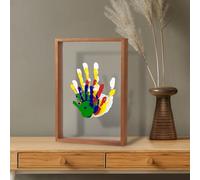 Family Handprint Kit - Gifts for New Parents -Create Lasting DIY Craft Keepsake Wooden Frame -Includes 5 Paint Colors - Transparent Sheets (Brown)
