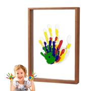 Family Handprint Kit,Handprint Keepsake Expecting Frame - Wooden Frame Kit Transparent Sheets, Baby-Safe Paint Craft Clear Kit for Ne-w Parent, After Birth Home
