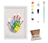 Family Handprint Kit,Handprint Keepsake Frame,DIY Craft Keepsake Wooden,Handmade Wooden Frame for New Parents, Couples Crafts and Family Memory Gift for Wall or Table Display (white)