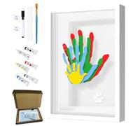 Family Handprint Kit, Handprint Keepsake Frame,DIY Craft Keepsake Wooden,Handmade Wooden Frame for New Parents, Couples Crafts and Family Memory Gift for Wall or Table Display (White)