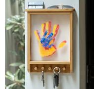 Family Handprint Kit & Key Holder - DIY Eco-Friendly Bamboo Keepsake Kit with Non-Toxic Paints, Personalized Baby Gifts for Family, New Parents & Grandparents, Unique Gift for Baby Showers