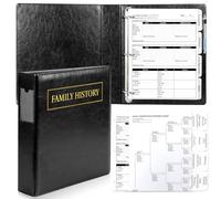 Family History Binder 3 Ring 50 Family Group Sheets 12th Generation 16 Sheets Genealogy Binder Dividers Family Tree Chart Genealogy Supplies with Pen Loop PVC Pocket For Organizer Family History Black