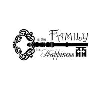 Family Home Quote Vinyl Wall Sticker Home Decor Living Room Family is The Key ToHappiness Words Retro Key-S-24x57cm-Black