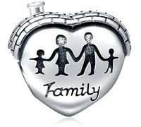 Family House Heart Charms, 925 Sterling Silver Sweet Home Family Always Forever Together Beads, fit Pandora My First Mothers Day Bracelet, Mum/Dad/Mom Gift for Daughter/Son/Baby Boy/Girl