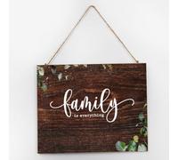 Family Is Everything Wood Home Sign Family Wall Art Decor Rustic Bible Verses Religious Signs Antique Wooden Sign for Dinning Room Home Front Porch 10x12 Inch