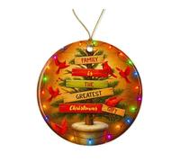 Family is The Greatest Christmas Ornament - Ceramic Holiday Tree Decoration - Cardinals Xmas Ornament - Gift for Families Friends Kids Printed on Both Sides