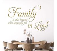 Family is What Happens, When Two People Fall in Love - Quote Decal Wall Art Sticker [Large] [Gold]