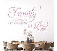 Family is What Happens, When Two People Fall in Love - Quote Decal Wall Art Sticker [Large] [Pink]