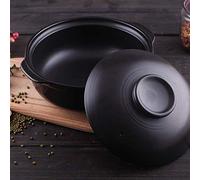 Family Japanese Hot Pot,Round Ceramic Casserole with Lid,Clay Slow Stew Pot,Heat-Resistant Stockpot,Delicious Soup Pot,Earthen Rice Pot Oven Safe White 5.5l (Black 0.75L)