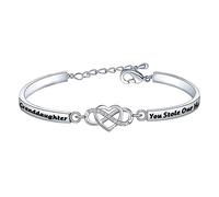 Family Jewelry Granddaughter Bracelet Granddaughter You Stole Our Heart from The Very Start Infinity Love Heart Bracelet Gift for Granddaughter (You Stole)