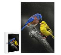 Family Jigsaw Puzzle, 1000 PCS, with Bluebird And Yellow Bird on Branch Artwork, A Creative Way to Unwind after A Busy Day, for Quiet Evenings