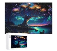Family Jigsaw Puzzle, 1000 PCS, with Enchanted Night Tree Serenity Artwork, A Rewarding Pastime for Dedicated Jigsaw Fans, for Puzzle Fans