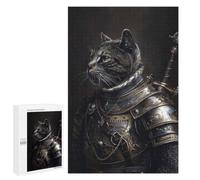 Family Jigsaw Puzzle, 1000 PCS, with Knight Cat Warrior Artwork, An Absorbing Project for Relaxed Weekends, for Family Nights