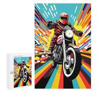 Family Jigsaw Puzzle, 1000 PCS, with Motorcycle Ride Through Colors Artwork, A Rewarding Pastime for Dedicated Jigsaw Fans, for Family Nights