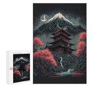 Family Jigsaw Puzzle, 1000 PCS, with Night Falls on The Pagoda Artwork, A Rewarding Pastime for Dedicated Jigsaw Fans, for Cosy Nights