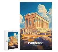 Family Jigsaw Puzzle, 1000 PCS, with Parthenon Greece Artwork, An Absorbing Project for Relaxed Weekends, for Family Nights