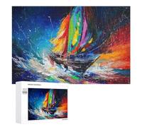 Family Jigsaw Puzzle, 1000 PCS, with Run through The Waves Artwork, A Rewarding Pastime for Dedicated Jigsaw Fans, for Family Fun