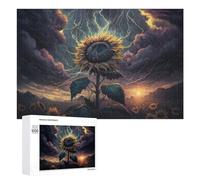 Family Jigsaw Puzzle, 1000 PCS, with Thundering Sunflower Stormscape -2 Artwork, A Rewarding Pastime for Dedicated Jigsaw Fans, for Quiet Evenings