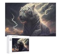 Family Jigsaw Puzzle, 1000 PCS, with Thundering White Tiger Artwork, A Rewarding Pastime for Dedicated Jigsaw Fans, for Quiet Evenings