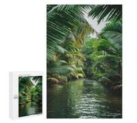 Family Jigsaw Puzzle, 1000 PCS, with Tropical River Pathway Artwork, An Absorbing Project for Relaxed Weekends, for Quiet Evenings