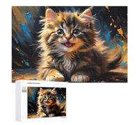 Family Jigsaw Puzzle, 1000 PCS, with Whiskered Whimsy Cute Cat Artwork Artwork, An Absorbing Project for Relaxed Weekends, for Quiet Evenings