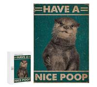 Family Jigsaw Puzzle, 300 PCS, with Funny WC Have A Nice Poop Artwork, An Absorbing Project for Relaxed Weekends, for Quiet Evenings