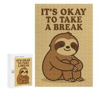 Family Jigsaw Puzzle, 300 PCS, with It's Okay to Take A Break Sloth Artwork, A Rewarding Pastime for Dedicated Jigsaw Fans, for Quiet Evenings