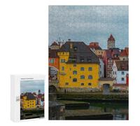 Family Jigsaw Puzzle, 300 PCS, with Medieval Town by The River Artwork, A Rewarding Pastime for Dedicated Jigsaw Fans, for Puzzle Fans