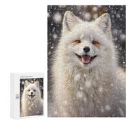 Family Jigsaw Puzzle, 300 PCS, with White Snow Fox Artwork, An Absorbing Project for Relaxed Weekends, for Quiet Evenings