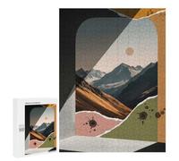 Family Jigsaw Puzzle, 500 PCS, with Abstract Mountain Landscape with Torn Paper Artwork, A Rewarding Pastime for Dedicated Jigsaw Fans, for Puzzle Fans