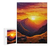Family Jigsaw Puzzle, 500 PCS, with Mountain Sunset Landscape Digital Art Artwork, An Absorbing Project for Relaxed Weekends, for Quiet Evenings
