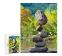 Family Jigsaw Puzzle, 500 PCS, with Rocks Stacking Balance Artwork, An Absorbing Project for Relaxed Weekends, for Family Nights