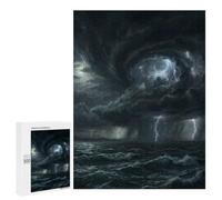 Family Jigsaw Puzzle, 500 PCS, with Violent Storm Over The Ocean Artwork, A Rewarding Pastime for Dedicated Jigsaw Fans, for Quiet Evenings