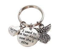 Family Keyrings Gift Carved Mom I d to Be Her Angel Now She is Mine Exquisite Workmanship Attractive and Fashion