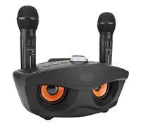 Family KTV KaraokeSpeaker with Two Microphones, Large Capacity, WirelessConnection, Support AUX, Memory Card and USB Flash Drive for Home Party (Black)