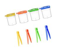 Family Learning Observation Cups 4 Pack with Lens Lids and Tweezers, Clear Nature Viewer Set for Outdoor Discovery and Classroom Review Nature Viewer Observation Cups Clear Lens Lid Outdoor Study Set
