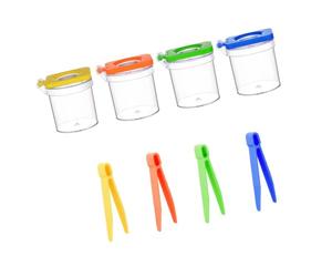 Family Learning Observation Cups 4 Pack with Lens Lids and Tweezers, Clear Nature Viewer Set for Outdoor Discovery and Classroom Review Nature Viewer Observation Cups Clear Lens Lid Outdoor Study Set