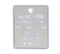 Family Led Hanging Plaque - House Warming Gift, Home Friends Fun | Lights Sign | Shabby Chic | Modern, Message, Remember As Far As Anyone Knows We Are a Nice Normal Family | Light Up | Ornament