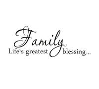 Family Life's Greatest Blessing Vinyl Wall Decal, Removable Stickers for Home Art Decor, Inspirational Quote Saying for Living Room, Bedroom, 22 x 8.3