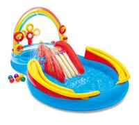 Family Lounge Pool, 10x6ft Inflatable Pool with Slide and Water Jet for Kids Adults Family