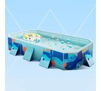 Family Lounge Pool, Foldable Non Inflatable Frame Swimming Pool Above Ground for Kids Adults Multiple Sizes(160x120x47cm/63x47x18.5in)