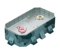 Family Lounge Pool, Foldable Non Inflatable Swimming Pool Outdoor Portable with Hard Plastic Shell 3 Drains Multiple Sizes(C,1.85m/6ft)